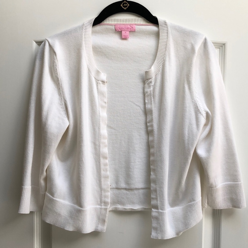 Lilly Pulitzer white cropped cardigan